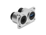 DELOCK Dual EinbauBu USB 5Gbps Typ-A Bu+RJ45 Bu Cat.6 silber