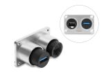 DELOCK Dual EinbauBu USB 5Gbps Typ-A Bu+RJ45 Bu Cat.6 silber