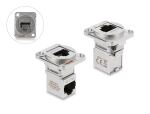 DELOCK D-Typ Modul RJ45 Bu > Bu 90  gewinkelt Cat.6A silber