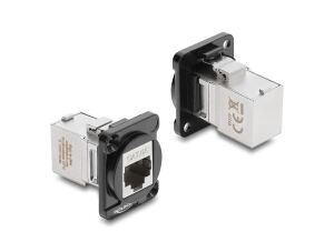 DELOCK D-Typ Modul RJ45 Bu > Bu 90° gew. Cat.6A schwarz/silb