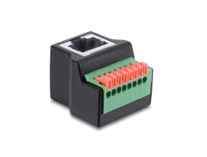 DELOCK RJ45 Bu > Terminalblock m Drucktaster Adapter 90° gew