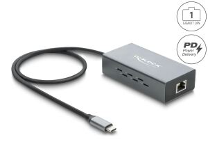 DELOCK USB-C Netzwerk Adapter Gigabit LAN 1x RJ45 PoE