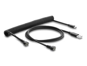 DELOCK magn. Spiralkabel USB-A 2.0 > Pogo 4Pin St, USB-C>Bu