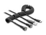 DELOCK magn. Spiralkabel USB-A 2.0 > Pogo 4Pin St, USB-C>Bu