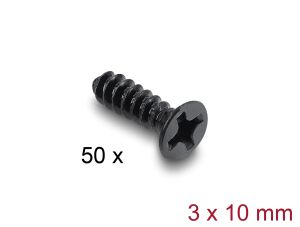 DELOCK Lüfterschraube M3 x 10 mm 50 Stück schwarz