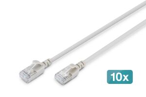 Digitus CAT 6A F-FTP Slim Patchkabel, 2 m, Grau, 10 Stück