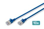 Digitus CAT 6A F-FTP Slim Patchkabel, 2 m, Blau, 10 Stück