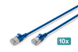 Digitus CAT 6A F-FTP Slim Patchkabel, 5 m, Blau, 10 Stück