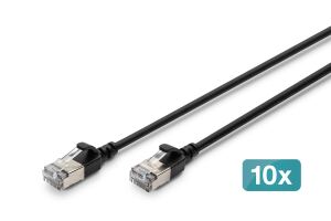Digitus CAT 6A F-FTP Slim Patchkabel, 5 m, Schwarz, 10 Stück