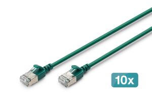 Digitus CAT 6A F-FTP Slim Patchkabel, 5 m, Grün, 10 Stück