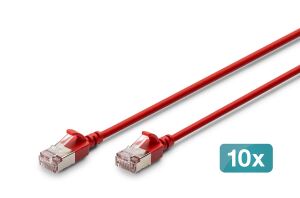 Digitus CAT 6A F-FTP Slim Patchkabel, 5 m, Rot, 10 Stück