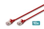 Digitus CAT 6A F-FTP Slim Patchkabel, 5 m, Rot, 10 Stück