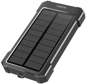 LOGILINK Solar-Powerbank 10000 mAh 20W, 2x USB-A, 1x USB-C, schwarz