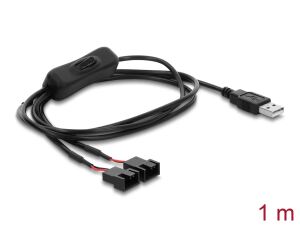 DELOCK Lüfterkabel USB-A St > 2x4 Pin Lüfteranschluss-St 1m