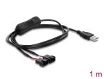 DELOCK Lüfterkabel USB-A St > 2x4 Pin Lüfteranschluss-St 1m