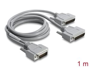 DeLOCK Adapter Y-Kabel Seriell RS-232 LFH D-Sub HD 60 Pin Stecker zu 2 x D-Sub 25 Stecker 1 m grau