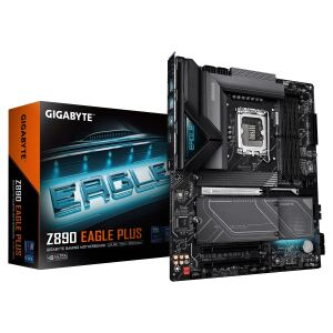 GIGABYTE Z890 EAGLE PLUS Mainboard – Unterstützt Intel Core Ultra (Serie 2) CPUs, 14+1+2-Phasen-VRM, bis zu 9466 MHz DDR5 (OC), 1× PCIe 5.0 M.2 + 3× PCIe 4.0 M.2, 2.5-GbE-LAN, USB4
