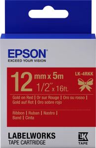 Epson Etikettenkassette, Satinband LK-4RKK Gold/Rot 12 mm (5 m)