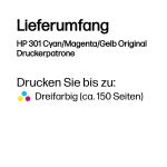 HP 301 Cyan/Magenta/Gelb Original Druckerpatrone