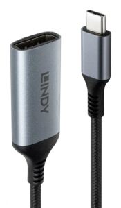 Lindy 43426 Videokabel-Adapter 0,15 m USB Typ-C DisplayPort Grau, Schwarz