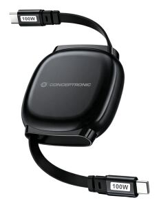 CONCEPTRONIC Kabel USB-C2.0->C 100W/PD,480Mbs einziehbar  sw