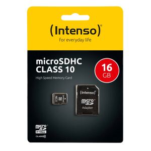SD MicroSD Card 16GB Intenso Class10 inkl. SD Adapter
