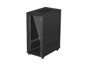 LANBERG 19" 27U 600x1000 freistehend Glastür (FlatPack) sw