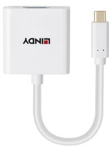 Lindy 43437 Videokabel-Adapter 0,1 m USB Typ-C VGA (D-Sub) Weiß