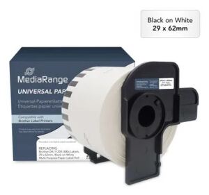 MediaRange Universal-Papieretiketten, für/ersetzt Brother® DK-11209, 29x62mm, 800 Stück, schwarz auf weiß