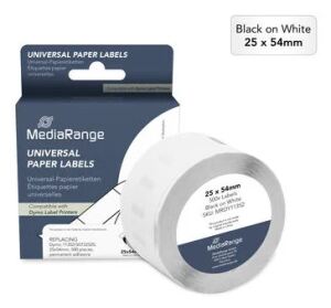 MediaRange Universal-Papieretiketten, für/ersetzt Dymo® 11352/S0722520, permanent haftend, 25x54mm, 500 Stück, schwarz auf weiß