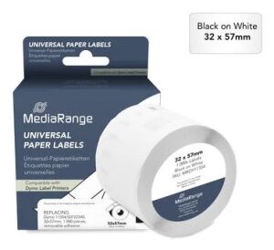 MediaRange Universal-Papieretiketten, für/ersetzt Dymo® 11354/S0722540, ablösbar, 32x57mm, 1.000 Stück, schwarz auf weiß