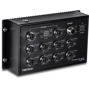 TRENDnet 10-Port Industrial EN50155 M12 Gigabit PoE+ Railsw.
