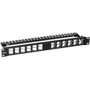 24-Port Blank Angeled Keytsone Shielded 1U Patch Panel