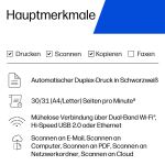 HP LaserJet MFP M248sdng A4, 31S., SW, MF, duplex, Netzwerk