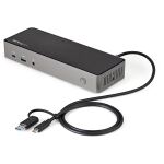 StarTech.com USB-C USB-A Dock - Hybrid Universal Triple Monitor Laptop Docking Station DisplayPort & HDMI 4K 60 Hz - 85W PD, 6x USB-Hub, GbE, Audio - USB 3.1 Gen 2 10 Gbit/s