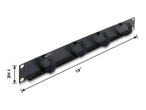 DELOCK 19 1HE Kabelmanagem. Panel 4x Klett-Kabelbinder schw