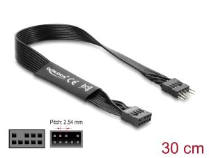 DELOCK HD Audio Flachbandkabel 9Pin Pfostenst > Bu 30cm schw