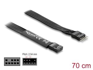 DELOCK HD Audio Flachbandkabel 9Pin Pfostenst > Bu 70cm schw