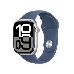 Apple Watch S10 (2024) Aluminium 46mm silber (Sportarmband denim) S/M