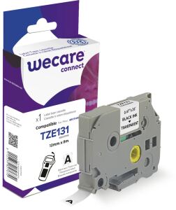 WECARE Schriftband kompatibel zu BROTHER TZE-131 schwarz auf transparent