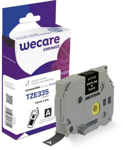 WECARE Schriftband kompatibel zu BROTHER TZE-335 weiß auf schwarz