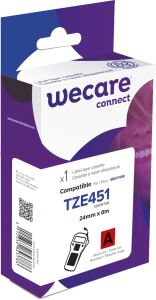 WECARE Schriftband kompatibel zu BROTHER TZE-451 schwarz auf rot