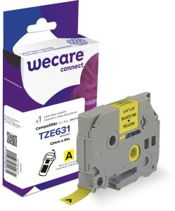 WECARE Schriftband kompatibel zu BROTHER TZE-631 schwarz auf gelb