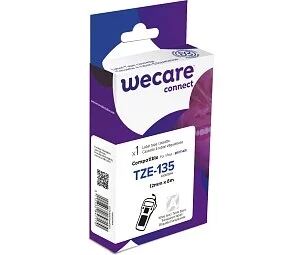 WECARE Schriftband kompatibel zu BROTHER TZE-135 weiß auf transparent