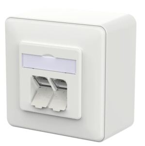 METZ CONNECT Anschlussdose E-DAT C6A IDC 2 Port AP verkehrsweiß