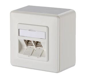 METZ CONNECT Anschlussdose ISO/IEC Cat.6A Modul 2 Port 270°M AP reinw
