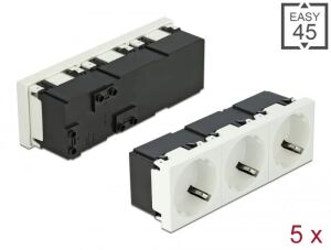 DELOCK Easy 45 Schuko-Steckdose (VPE 5) 3-fach 45°-Anordnung 45 x 45mm