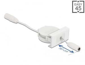 DELOCK Easy 45 Modul Power Ausrollkabel DC 5,5 x 2,1mm Buchse/ Buchse weiß