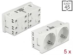 DELOCK Easy 45 Schuko-Steckdose (VPE 5) 45°-Anordnung 2-fach erweiterbar 45x45mm