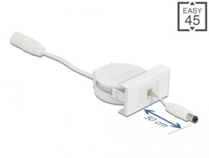 DELOCK Easy 45 Modul Power Ausrollkabel DC 5,5 x 2,1mm Buchse/ ST weiß